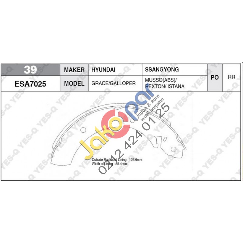 Hyundai  H 100 Minibüs Arka Fren Balatası Papuc 1994-2008