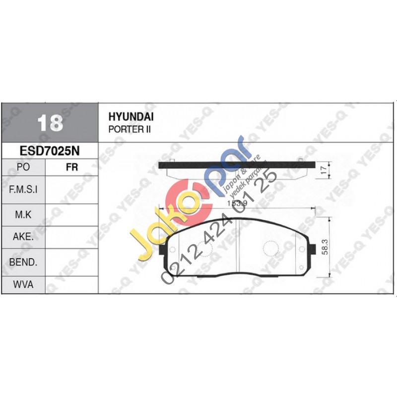 Hyundai  H 100 Kamyonet Ön Fren Balatası 2004-2014